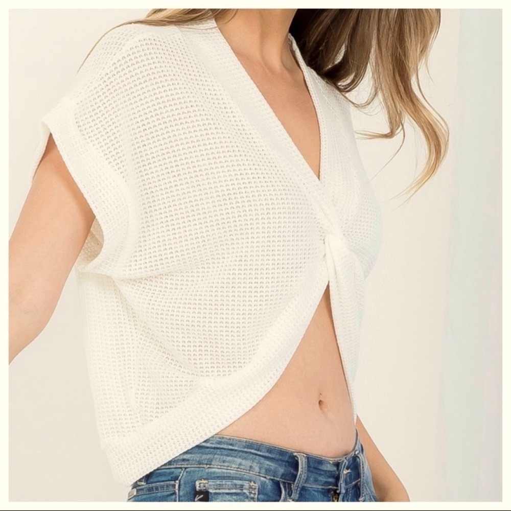 V Neck front knot top